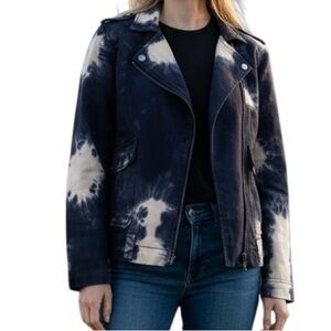 Boho Indigo Tie Dye Y2K Jacket Indie Festival Grunge Streetwear - Small